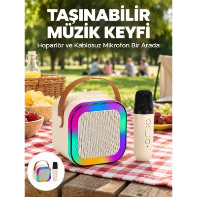 BUĞZ Kablosuz Karaoke Mikrofon Hoparlör Seti Güçlü Ses Çıkışı Yeni Nesil