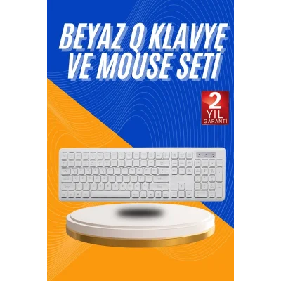  Kablosuz Klavye Mouse Seti Beyaz Q Klavye Tüm Cihazlara Uyumlu