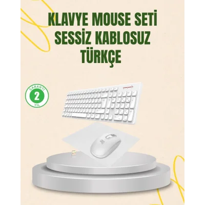  Kablosuz Klavye ve Mouse Seti - Ergonomik Tasarım, Sessiz Kullanım, Geniş Uyumluluk