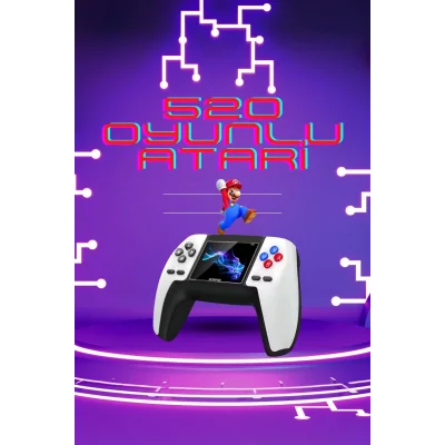  Kablosuz Oyun Konsolu Atari Game Stick Retro Konsol 520 Oyunlu