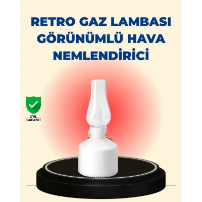 BUĞZ Kablosuz Retro Buhar Makinesi Gaz Lambası Tasarım Ledli Difüzör