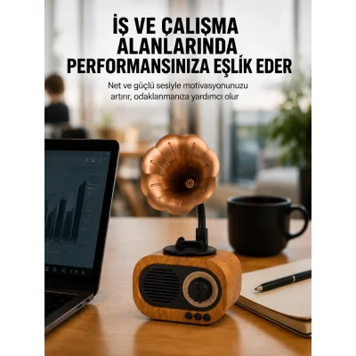 BUĞZ Kablosuz Retro Radyo Hoparlör 5W Güçlü Ses USB Hafıza Kart Destekli Yeni Nesil