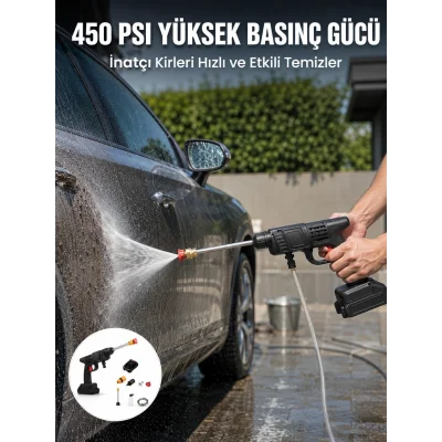 BUĞZ Kablosuz Taşınabilir Basınçlı Yıkama Tabancası Köpük Şişeli