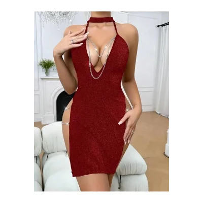 BUĞZ kadın zincir detaylı Fantezi  elbise 5087