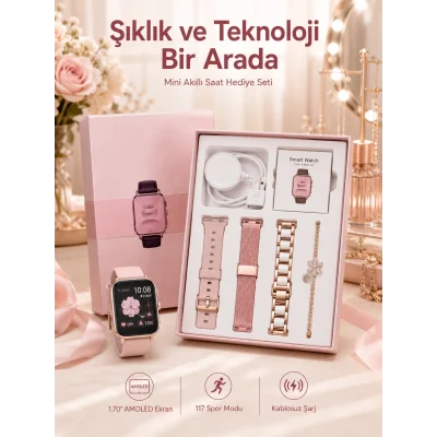 BUĞZ Kadınlar İçin Dokunmatik Ekran Akıllı Saat ve Gamer Kablosuz Bluetooth Kulaklık ANC Özelliği