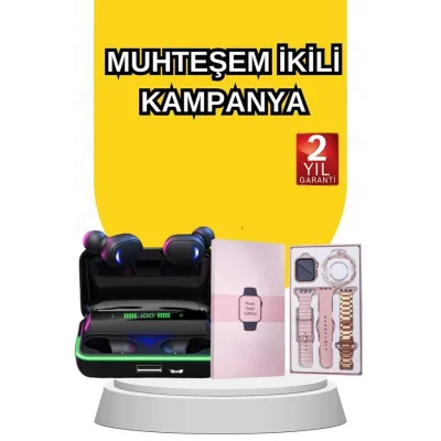 BUĞZ Kadınlara Özel Bileklik Hediyeli Akıllı Saat ve Dijital Göstergeli ANC Özellikli Bluetooth Kulaklık - BUĞZ