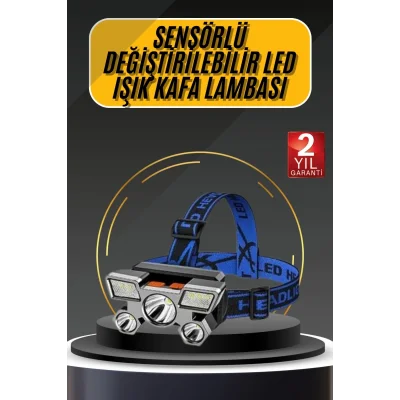 BUĞZ Kafa Lambası 800 Lümen 4 Mod Yüksek Işık Flaşörlü Şarjlı Led Lamba