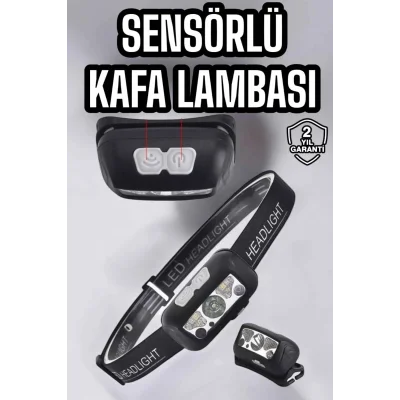 BUĞZ Kafa Lambası Kamp Lambası Sensörlü Şarjlı Ayarlanabilir