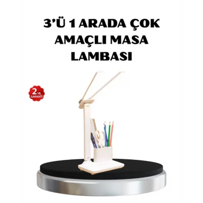 BUĞZ Kalemlik ve Telefon Standlı Masa Lambası – Kısılabilir LED Işık, Göz Dostu Tasarım