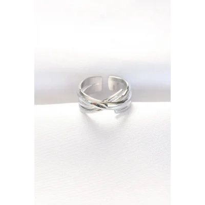 BUĞZ Kalın Silver Renk Ayarlanabilir Yüzük