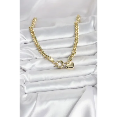 BUĞZ Kalp Detaylı Gold Renk Pirinç Kadın Kolye - BUĞZ