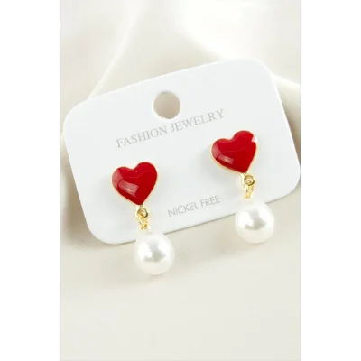  Kalp Mineli İnci Küpe