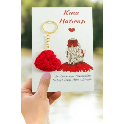 BUĞZ Kalp Örgülü İpli Anahtarlık