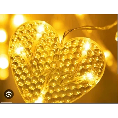 BUĞZ Kalp Perde Led 3m 6 Sıra 12 Adet Kalp Led Işık Gün Işığı