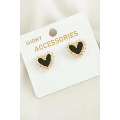  Kalp Sedef Taşlı Metal Küpe