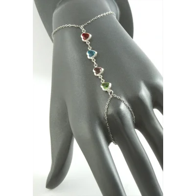 BUĞZ Kalp Taşlı Lüks Çelik Şahmeran