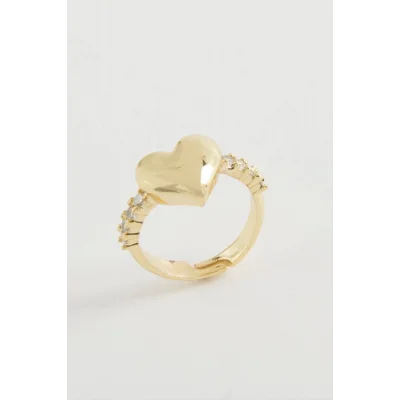  Kalp Taşlı Metal Yüzük