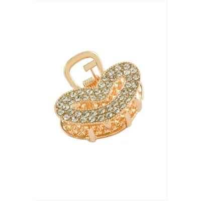 BUĞZ Kalp Taşlı Minik Metal Mandal Toka 2,5 cm