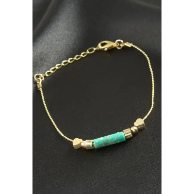 BUĞZ Kalp Turkuaz Taşlı Bileklik