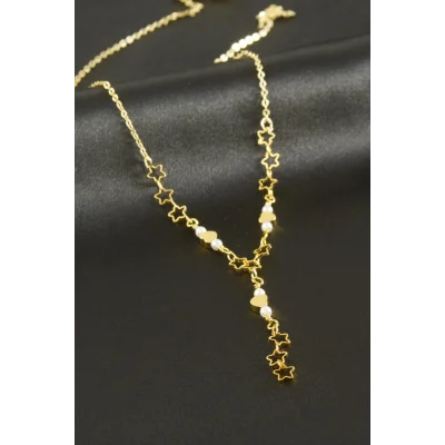 BUĞZ Kalp Yıldız İnci Y Kolye