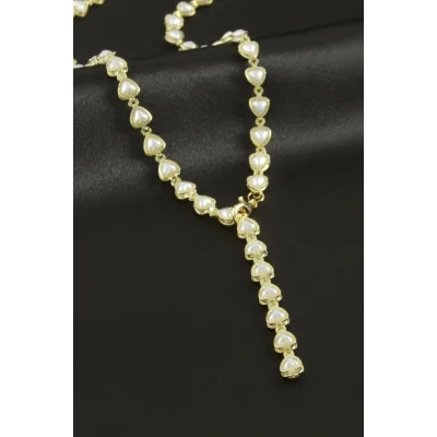 BUĞZ Kalp Zirkon Taşlı Çelik Y Kolye