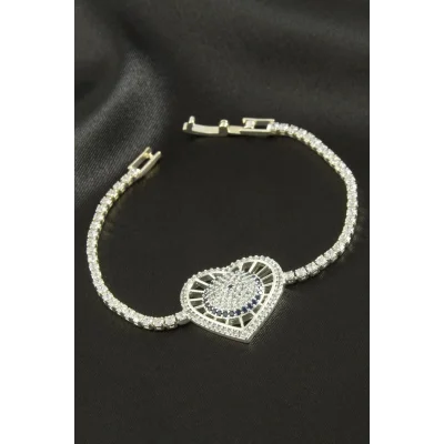 BUĞZ Kalp Zirkon Taşlı Çocuk Bileklik 16 cm
