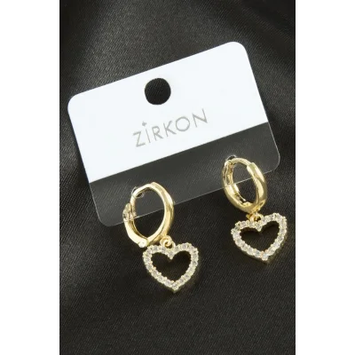  Kalp Zirkon Taşlı Küpe