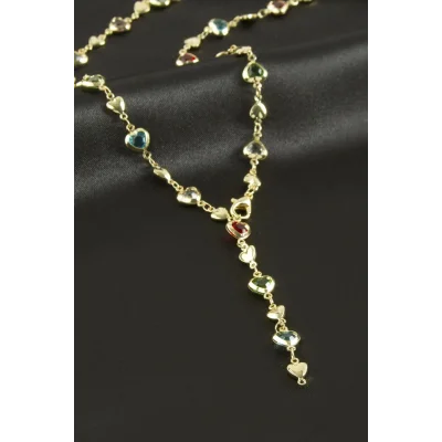 BUĞZ Kalp Zirkon Taşlı Y Kolye