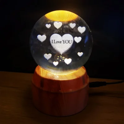 BUĞZ Kalpli I Love You Tasarımlı Dönen Cam Küre