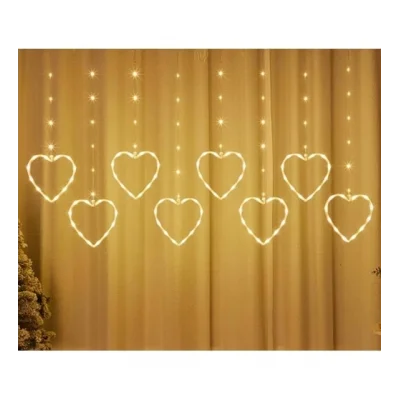 BUĞZ Kalpli Perde Led Işıklar, Sevgililer Günü Romantik Led Aydınlatma