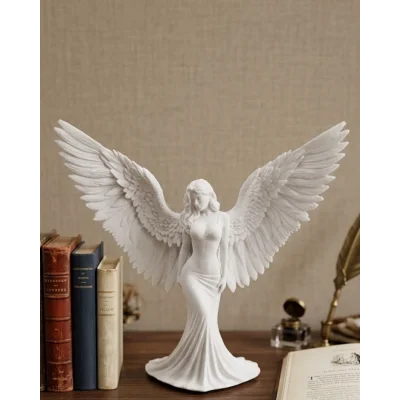 BUĞZ Kanatlı Melek Figürü 3D Baskı Dekoratif Heykel Biblo Ev Ofis Aksesuarı