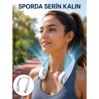 BUĞZ Kanatsız Boyun Tipi Fan | Giyilebilir Serinletici, Düşük Sesli, Hafif ABS Gövde, USB Şarj Edilebilir Yeni Nesil