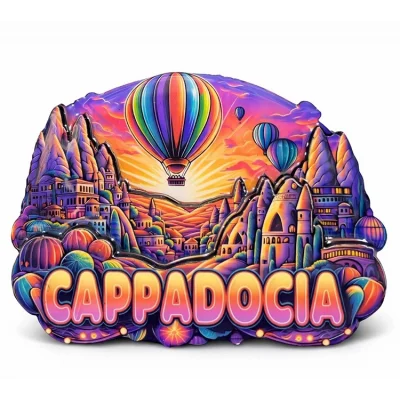 BUĞZ Kapadokya Temalı Ahşap Buzdolabı Magneti Model 2