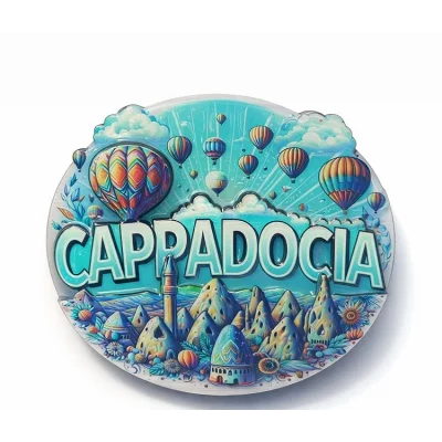 BUĞZ Kapadokya Temalı Ahşap Buzdolabı Magneti Model 6