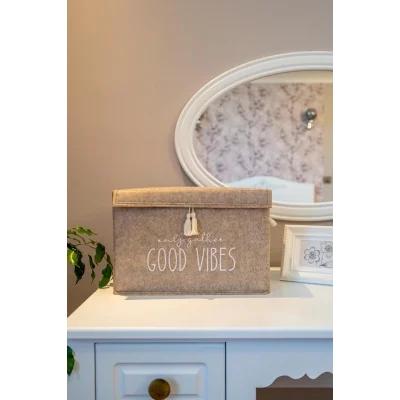 BUĞZ Kapaklı Püskül Detaylı Düzenleyici Çok Amaçlı Organizer Keçe Sepet (mini) - 03495 ( BUĞZ )