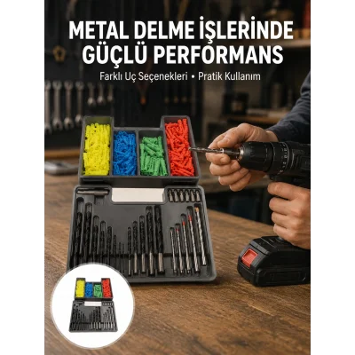 BUĞZ Kapsamlı Matkap Ucu Seti Organizer Kutulu Ahşap Metal Beton Delme Yeni Nesil