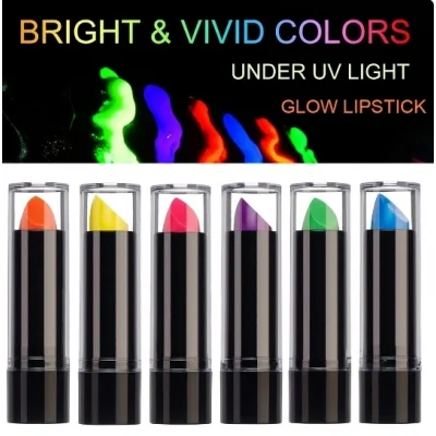 BUĞZ Karanlıkta Parlayan Yanan Uv Neon Ruj Yüz Boyama 6 Adet 6 Renk