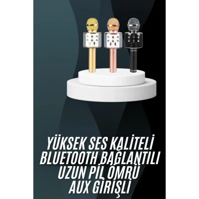BUĞZ Karaoke Mikrofon Bluetooth Bağlantılı Aux Girişli Uzun Pil Ömrü Yüksek Ses Kaliteli - BUĞZ