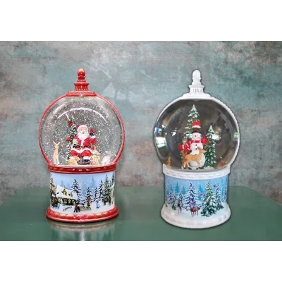 BUĞZ Kardan Adam Ve Noel Babalı Işıklı Müzikli Kar Küresi Alk3183