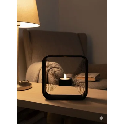 BUĞZ Kare Askılı Mumluk Duvara Asılan Şık Dekoratif Mumluk 16×16 cm