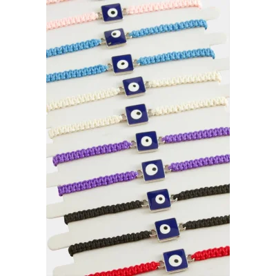  Kare Nazar Makrome Örgülü Bileklik