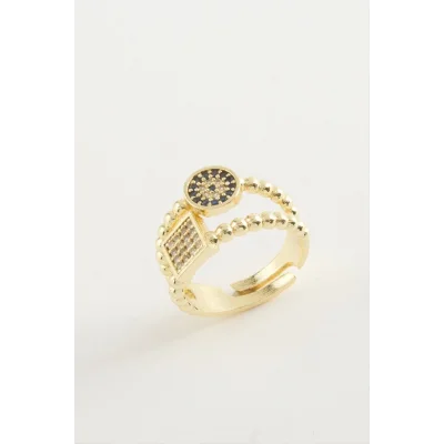 BUĞZ Kare Nazar Taşlı Yüzük