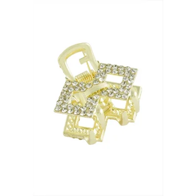 BUĞZ Kare Taşlı Minik Metal Mandal Toka 2,5 cm