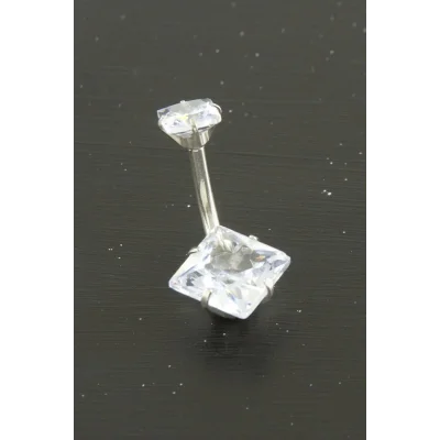  Kare Zirkon Taşlı Çelik Piercing 1 Adet