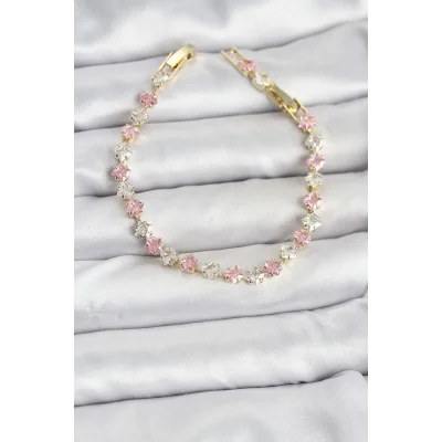 BUĞZ Kare Zirkon Taşlı Gold Renk Kadın Bileklik