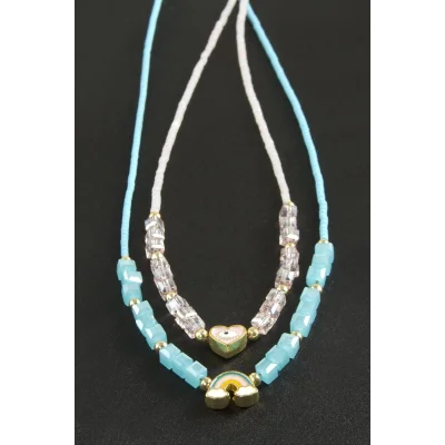 BUĞZ Karışık Figürlü Miyoki Boncuk Küp Kristal Kolye 1 Adet