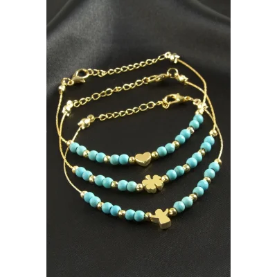 BUĞZ Karışık Turkuaz Boncuk Bileklik