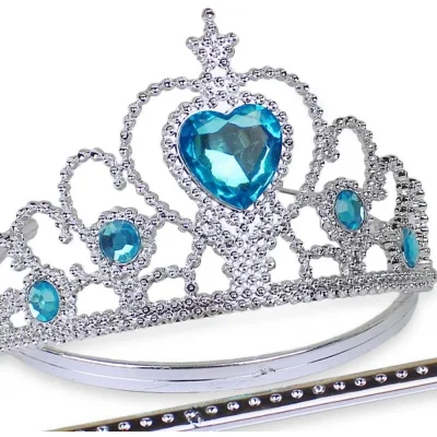 BUĞZ Karlar Ülkesi Mavi Kalpli Taşlı Elsa Tacı