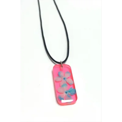  Kartopu Çiçeği Dikdörtgen Epoksi Kolye