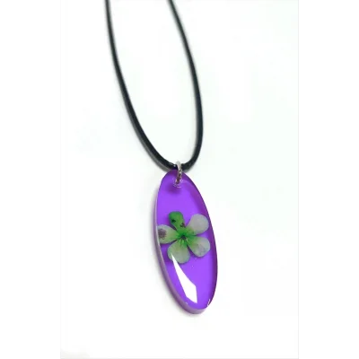  Kartopu Çiçeği Oval Epoksi Kolye